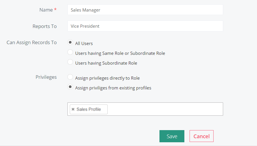 CRM Software - Assign Role Profile