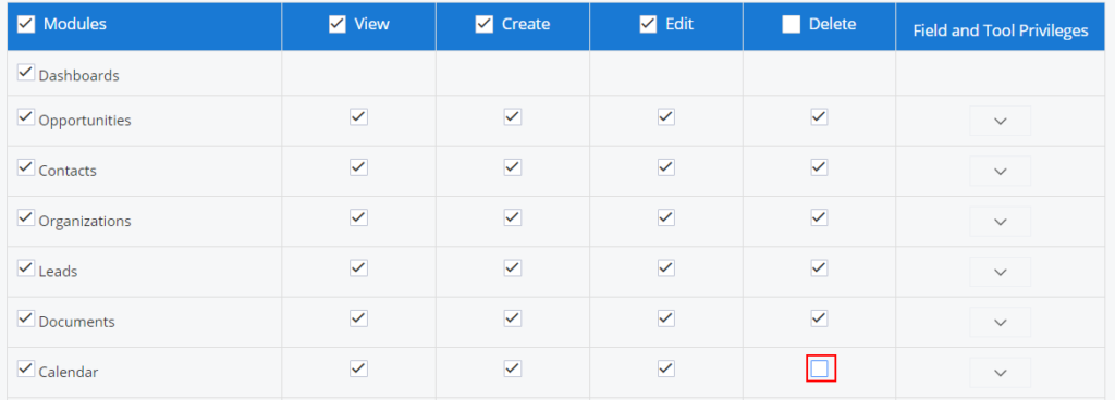 CRM Software - Delete Canendar